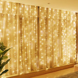 300 LED Fairy Curtain Lights 9.8FT x 9.8FT USB Plug In Warm White String Lights with Remote 8 Modes for Bedroom Wedding Decor