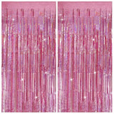 Pink Tinsel Curtain Party Backdrop 2-Pack Glitter Foil Fringe Decorations
