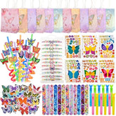 122 Pcs Butterfly Party Favors Included Straw Slap Bracelets Make Your Own Butterfly Stickers And Gifts Bags For Butterfly Birthday Party Supplies