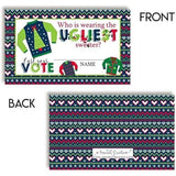 Ugly Sweater Christmas Games 20 Holiday Voting Cards 2" X 3" Double-Sided Party Game Cards For Themed Christmas Party, Fun Activity, Cute Festive Design, Made In Usa By