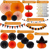 Halloween Party Decoration Set 33pcs Paper Pom Poms Honeycomb Balls Garland Indoor Outdoor