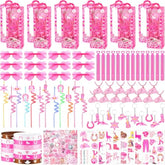 145Pcs Cowgirl Party Favors - 12 Guests Set | Pink Goodie Bag Stuffers For Kids Girls' Birthday | Pinata Filler & Classroom Rewards