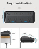 Desk Clamp Power Strip 7 Outlets 1700J Surge Protector 10FT Flat Plug