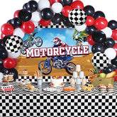 72 Pieces Motorcycle Truck Party Decorations Dirt Bike Motocross Backdrop Tablecloth With Balloons Extreme Truck Theme Decor Set For Birthday Party Supplies
