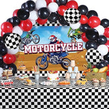 72 Pieces Motorcycle Truck Party Decorations Dirt Bike Motocross Backdrop Tablecloth With Balloons Extreme Truck Theme Decor Set For Birthday Party Supplies