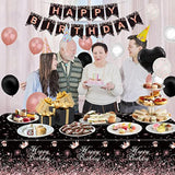 Black Rose Gold Plastic Tablecloth (Pack Of 4), 86 X 51 Inches Party Tablecovers For Black Rose Gold Theme Birthday Party Supplies