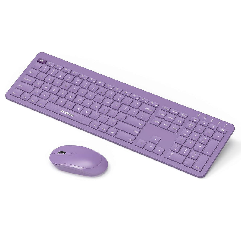 seenda Rechargeable Wireless Keyboard Mouse Combo - Full Size Cordless Keyboar