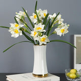 18“Artificial Daffodils Flowers Narcissus Faux Spring Flowers Fake Silk Daffodil Flower Arrangement Artificial Daffodil Bundles For Home Decor Centerpiece Wedding Bouquet 8 Pcs (White)