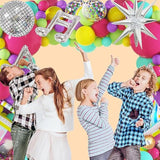 80S 90S Party Decorations, 167Pcs Neon Balloons Arch Kit With Confetti Music Note Star Disco Ball Balloons For 90S 80S Hip Hop Rock Theme Birthday Photo Props Prom Party