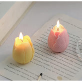 Tulip Flower Shaped Scented Candle,2 Pack Handmade Aroma Soy Wax Decorative Candle For Table Photo Prop Birthday Gift,Prefect For Meditation Stress Relief Mood Boosting Bath Yoga (Pink+Yellow)