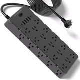 Heavy Duty Surge Protector Power Strip 25 AC Outlets 6 USB Ports 4000 Joules 6.5Ft Cord