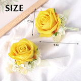 Yellow Rose Corsage Wristlet And Boutonniere Set Wrist Corsage For Wedding Artificial Flowers Party Groom Decoration