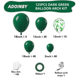 Green Balloon Arch Kit, 125Pcs Emerald Hunter Dark Green Latex Balloon Garland Kit, 18 12 10 5 Inch Different Size Balloons For Anniversary Birthday Jungle Theme Christmas Party Decorations