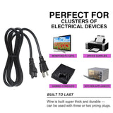 3-Slot Universal Ac Power Cord - 6Ft Replacement 3 Prong Laptop Power Cable, Nema 5-15P To Iec C5 Connector, Sjt 18 Gauge, Black