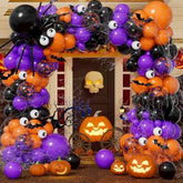 150Pc Halloween Balloon Arch Kit – Black Orange Purple with Eye & Confetti Balloons