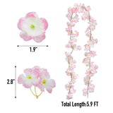 2 Pack /70Inch/5.9Ft Artificial Cherry Blossom For Hanging Vines Silk Flower Garland For Wedding Party Pink Wall Decor Japanese Decoration Light Pink (Smaill Size)