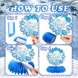 12 Pcs Winter Decorations, Winter Centerpieces Snowman Wonderland Party Supplies Snowflake Honeycomb Wonderland Centerpieces for Table Decorations Supplies