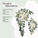 Wedding Arch Flowers,Artificial Flower Arch Decor,2Pcs Artificial Flower Arrangement For Wedding Decor Reception Backdrop Floral Decorations (White)