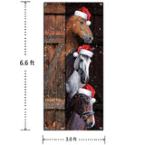 Funny Merry Christmas Door Banner - Horses Xmas Party Decoration Supplies - Door Cover, Farmhouse Decoration