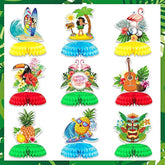 9Pcs Hawaiian Luau Honeycomb Centerpieces For Tables Home Party, Hawai