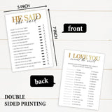 60 Pcs Gold Bridal Shower Game For Guest, Wedding Engagement Party Supplies, Included 4 Games - I Love You Around World, He Said She Said, Wedding Shoe Game, Wedding A-Z, Double-Sided