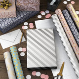 Hallmark Wrapping Paper with Cutlines on Reverse (6 Rolls: 180 Sq. Ft. Total) White and Silver Stripes, Mint Green, Gold Hearts and Flowers for Weddings, Bridal Showers, Birthdays