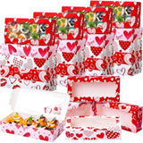 50 Pieces Valentines Cookie Boxes With Window Valentine'S Day Treat Boxes 12'' X 5.5'' X 2.5'' Heart Bakery Red Heart Cupcake Gift Decorations For Wedding Party Favors