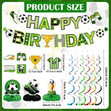 16 Pcs Soccer Birthday Party Decorations Include Soccer Happy Birthday Banner, Table Centerpieces, Paper Cutouts, Hanging Swirl For Boys Sports Football Party Decor