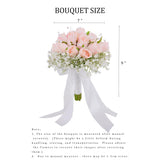 Wedding Bouquets For Bride Bridesmaids, Pink Artificial Roses Flowers Bridal Bouquets For Bride Wedding Decoration