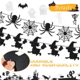 Halloween Banner Garland 5 PCS Bat Ghost Skeleton Witch White Black Glitter Decor