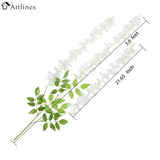24 Pack (Total 86.4 Feet) Artificial Fake Wisteria Vine Rattan Hanging Garland Silk Flowers String Home Party Wedding Decor (24, White)