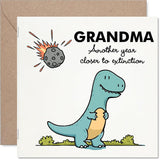 Funny Grandma Birthday Card - Closer To Extinction - Cheeky Happy Birthday Card For Grandma From Grandson Granddaughter, 5.7 Inch Joke Humor Bday Greeting Cards