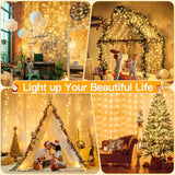 Christmas Curtain Lights 300 Led 9.8 Ftx9.8 Ft, Outdoor Waterproof Curtain String Lights With Remote Timer 8 Modes, Usb
