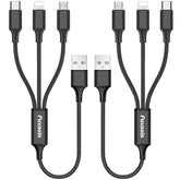 2 Pack 1FT 3 in 1 Multi Charging Cable USB C Micro USB Short Braided Charger Cord