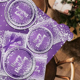Purple And Silver Plates And Napkins Party Supplies,Purple Glitter Sliver Birthday Party Tableware Purple Dessert Plates Napkins Tablecloth Forks For Girl Women Birthday Supplies,Serve 20