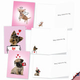- 10 Assorted Valentine'S Day Note Cards (4 X 5.12 Inch) - Boxed Valentine Cards, Bulk Set With Envelopes - Dog Love Doodles Am9187Vdg-B1X10
