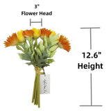 7Pcs Real Touch Pu Artificial Barberton Daisy Gerbera Daisy Flowers Bunch Bouquet Arrangements For Holiday Bridal Bouquet Home Party Decor Bridesmaid (Yellow)