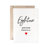 18Th Anniversary Card, Eighteen Years Down Forever To Go, Romantic Valentines Day Wedding Card For Husband Wife