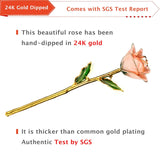 Gold Roses, 24K Gold Rose Made From Real Rose - Unique Design Dipped Rose For Anniversary Valentines Mothers Day Birthday Gifts (Pink With Stand)