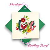 Handmade Quilling Love Greeting Card Unique Floral Art Gift For Her Romantic Anniversary Birthday Valentine Special Occasion Keepsake