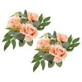 2Pcs Rose Candle Holder Flower Garland Candles Candle Rings Wreaths Artificial Rose Candle Ring Flower Candle Rings Flower Centerpieces Floral Candle Rings Wedding Props Cloth