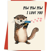 Cute Otter Valentines Day Card For Husband Wife, Sweet Anniversary Birthday Gifts For Girlfriend Boyfriend, I Love You Card