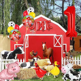 Farm Animal Balloons Cow Pig Balloon Farm Animal Theme 1St Birthday Party Decor Supplies Walking Animal Balloons Duck Rooster Large Number 1 Balloon One Letter Banner Balloon 14 Pcs