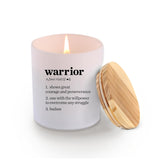 Warrior Definition Motivational Scented Candle For Home Office Inspirational Gifts Cancer Patient Survivor Sobriety Gifts Jar Candle Sage Floral Lavender Scent 9.5 Oz