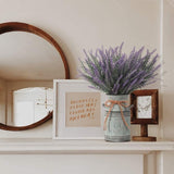 Artificial Lavender Flowers With Vase,Fake Lavender Plant Artificial In Metal Vase For Kitchen Counter Rustic Farmhouse Decor (Heart,Purple)
