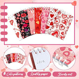 48 Pieces Mini Valentines Day Notepads Valentines Pencils Set Heart Spiral Notebooks Holiday Decoration Party Favors Supplies Goodie Bag Stuffers For Classroom School