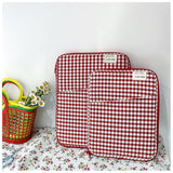 Gingham Puffy Laptop Sleeve 11-13 Inch Y2K Coquette Carrying Laptop Bag Fairycore Cover Pouch Sleeve Computer Liner Bag (13-14 Inch,Red)