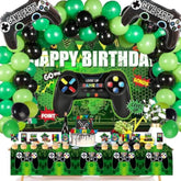 64 Pieces Video Game On Theme Party Supplies Sett: Decorations With Happy Birthday Gaming Backdrop, Game Table Covers, Cake Topper, Foil Gamer Balloons, Multi-Color Balloons. Perfect For Game Party!