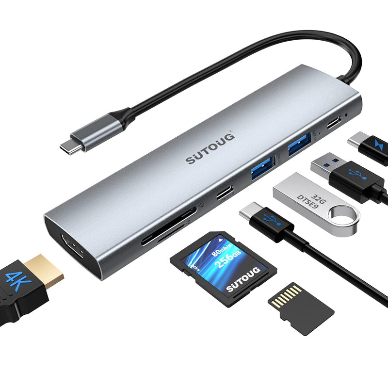Docking Station, 7 In 1 Usb C Hub With Hdmi 4K@30Hz Output100W Type C Charging