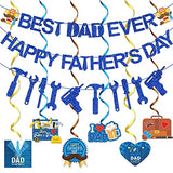 Blue Glitter Best Dad Ever Happy Father's Day Banner Fathers Day Decorations for Party Fathers Day Party Decorations Happy Fathers Day Banner Decorations Happy Fathers Day Decorations for Office Super